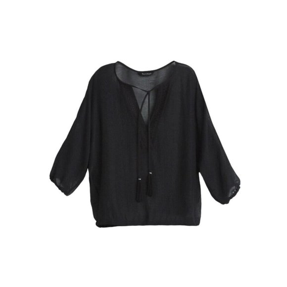 White House Black Market Kimono Blouse Top Women’s Size XS Black Sheer NEW - Picture 5 of 10